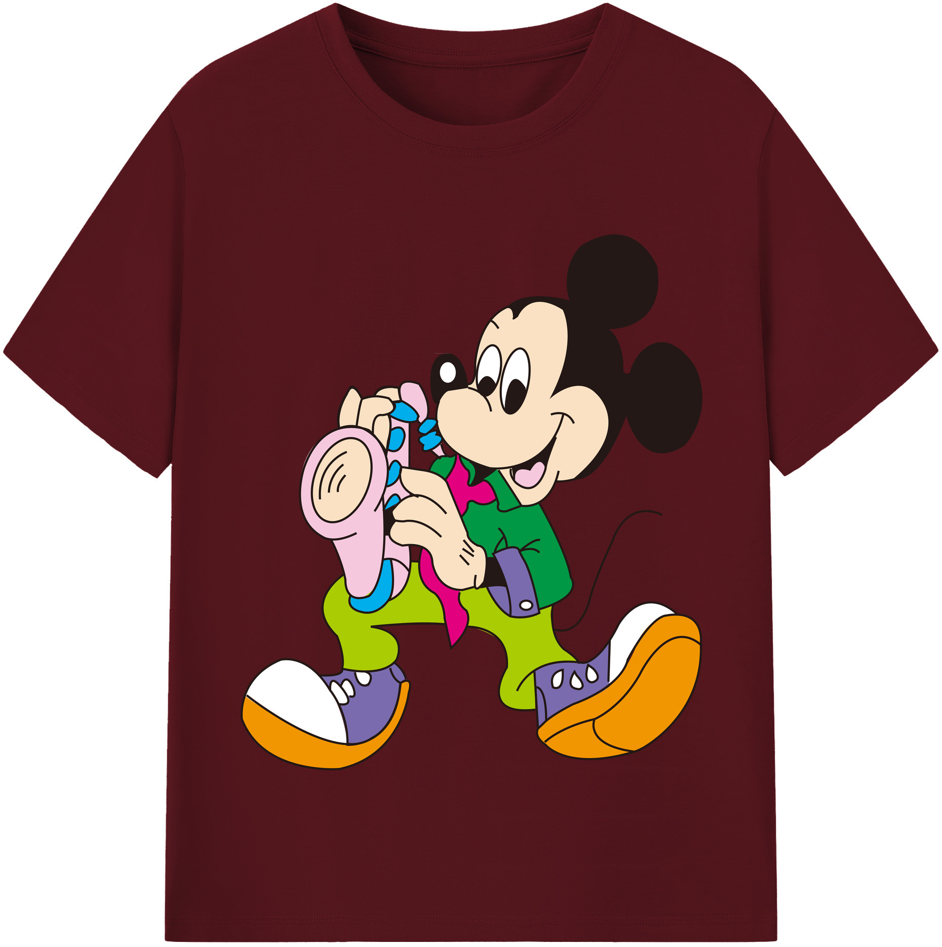 （画像用） ミッキーマウス Mickey Mouse 綿100％半袖Tシャツ（フロントプリント）